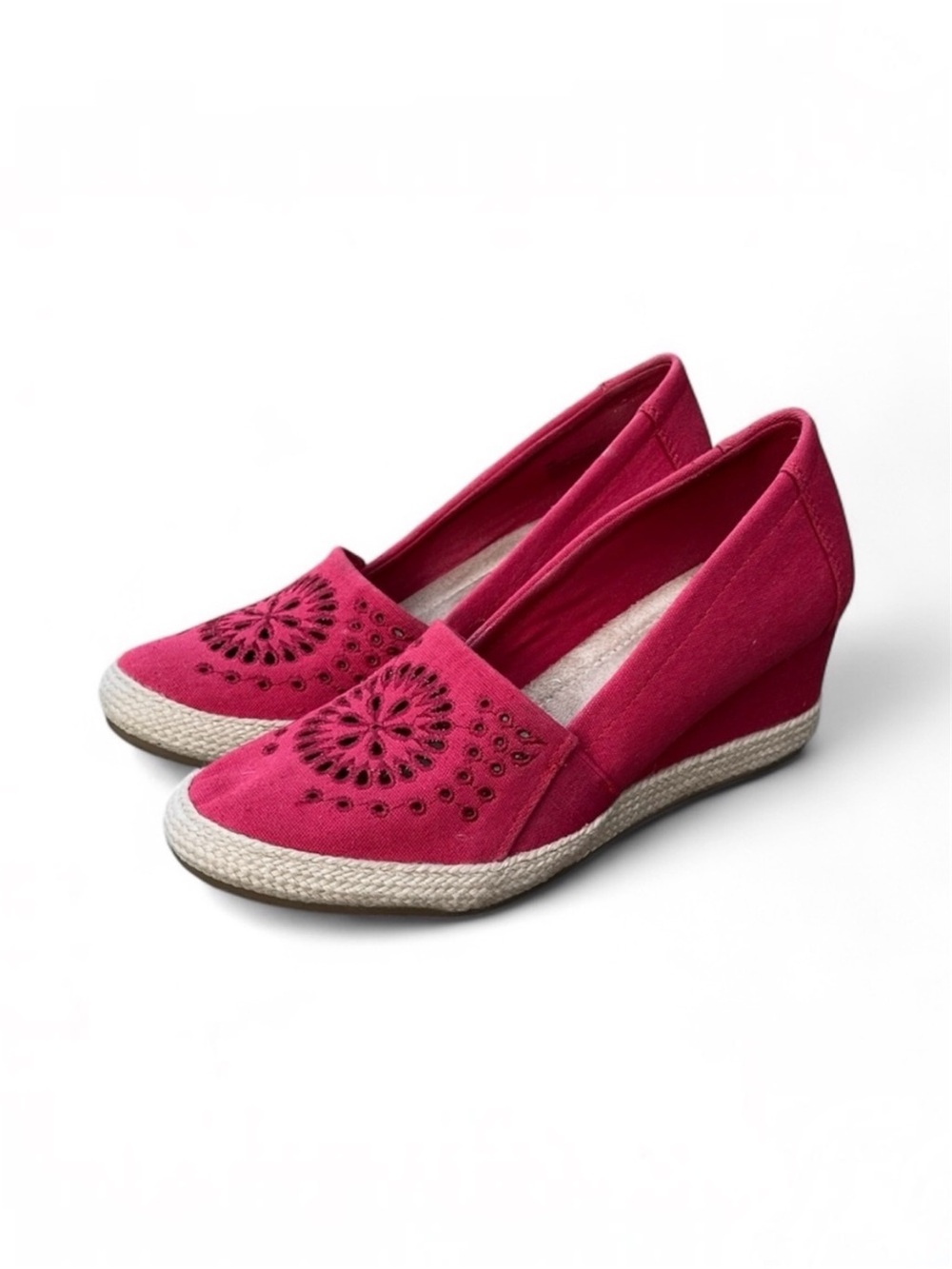 Mia Amore Franki Espadrille Wedge in Red Canvas w/ Memory Foam Sz 8